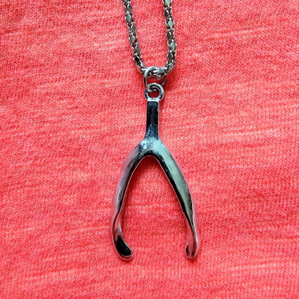 💰🌟 3 for $13 Silver Wishbone Necklace